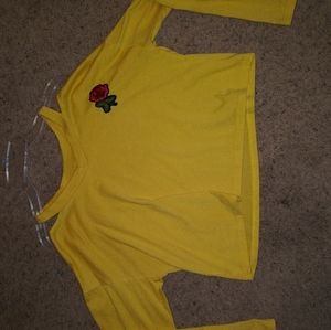 Yellow long sleeve shirt with a rose